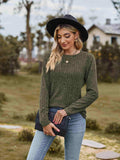 Ribbed Round Neck Long Sleeve Tee - Trendsi - Flyclothing LLC