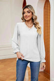 V-Neck Flounce Sleeve Blouse - Trendsi - Flyclothing LLC