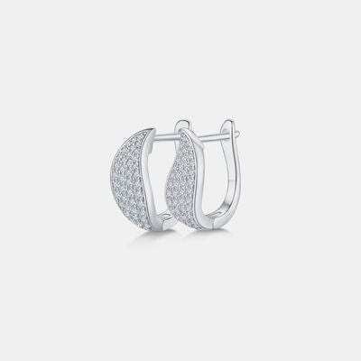 Moissanite 925 Sterling Silver Leaf Huggie Earrings - Trendsi - Flyclothing LLC