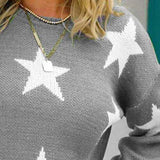Star Pattern Round Neck Sweater - Trendsi - Flyclothing LLC