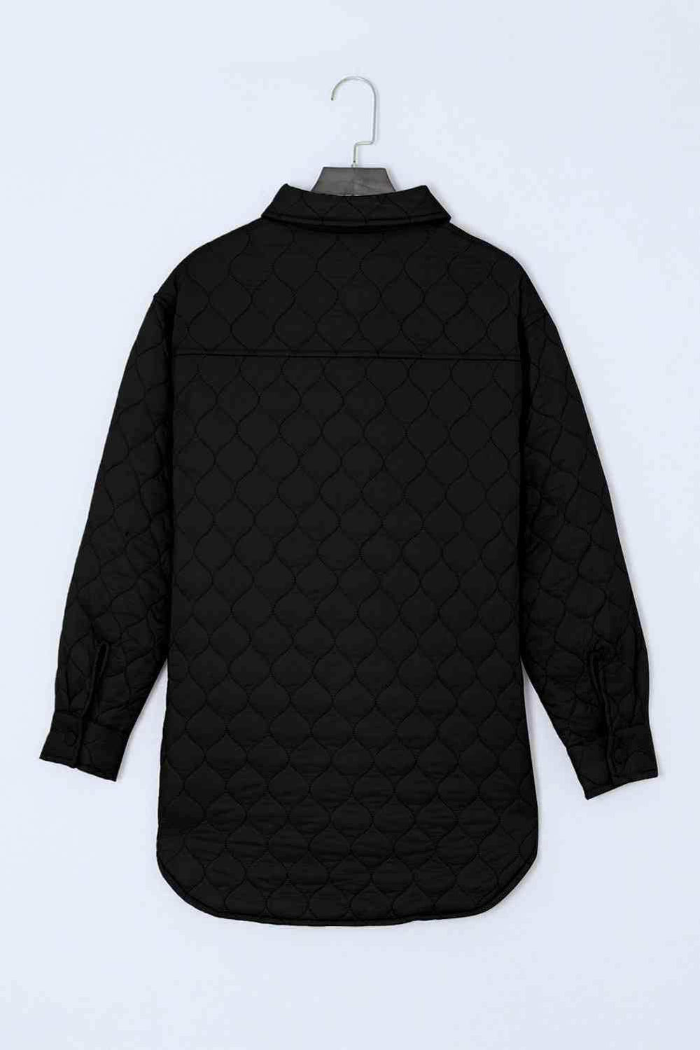 Snap Down Collared Winter Coat - Trendsi - Flyclothing LLC