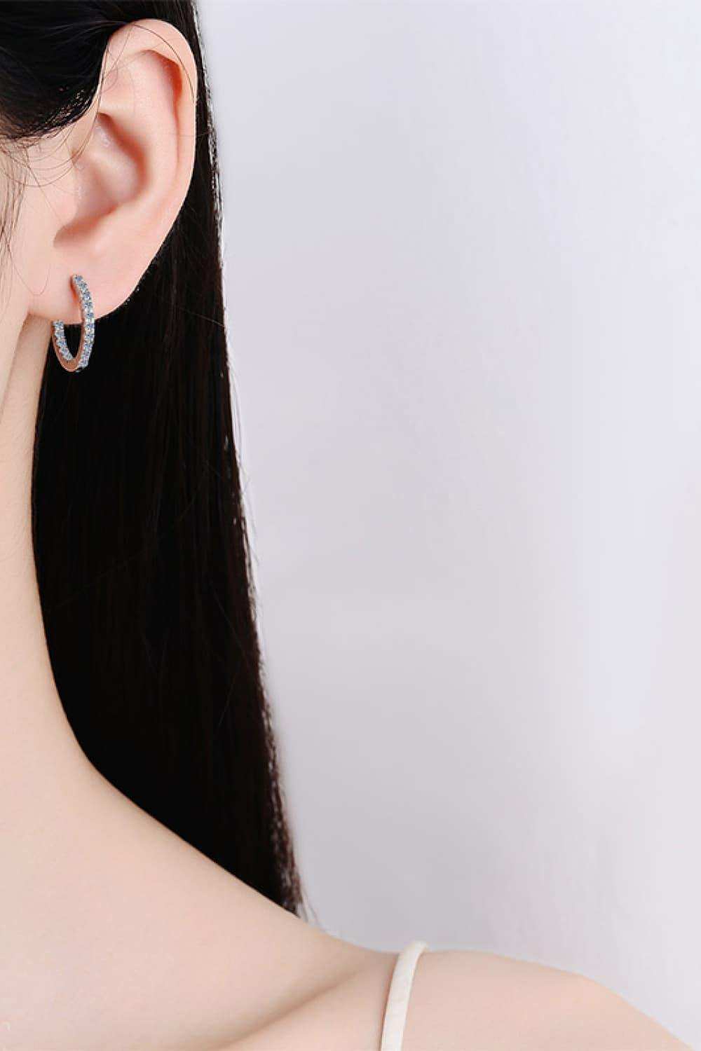 Moissanite 925 Sterling Silver Huggie Earrings - Trendsi - Flyclothing LLC