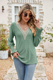 Eyelet V-Neck Smocked Flounce Sleeve Blouse - Trendsi - Flyclothing LLC