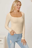 Square Neck Long Sleeve T-Shirt - Trendsi - Flyclothing LLC
