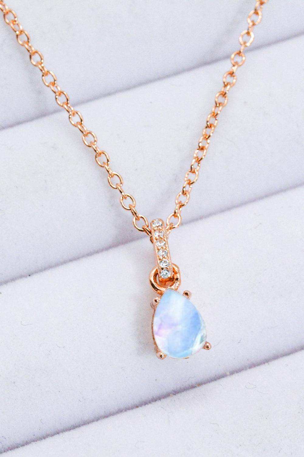 Moonstone Teardrop Pendant Necklace - Trendsi - Flyclothing LLC
