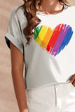 Heart Round Neck Short Sleeve T-Shirt - Trendsi - Flyclothing LLC