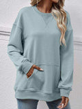 Round Neck Long Sleeve Sweatshirt - Trendsi - Flyclothing LLC