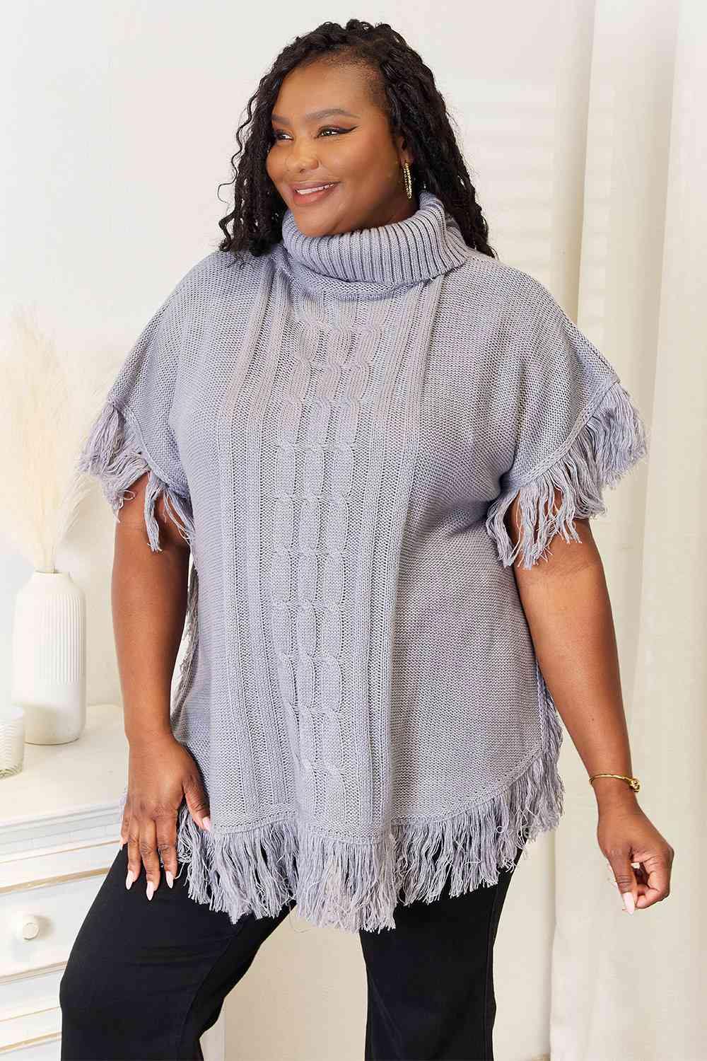 Plus size poncho best sale sweater with sleeves