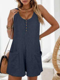 Waffle-Knit Scoop Neck Wide Strap Romper - Trendsi - Flyclothing LLC