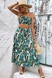Botanical Print Cami and Tiered Skirt Set - Trendsi - Flyclothing LLC