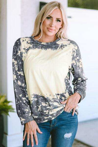 Tie-Dye Round Neck Long Sleeve T-Shirt - Trendsi - Flyclothing LLC