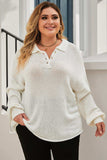 Plus Size Quarter-Button Collared Sweater - Trendsi - Flyclothing LLC