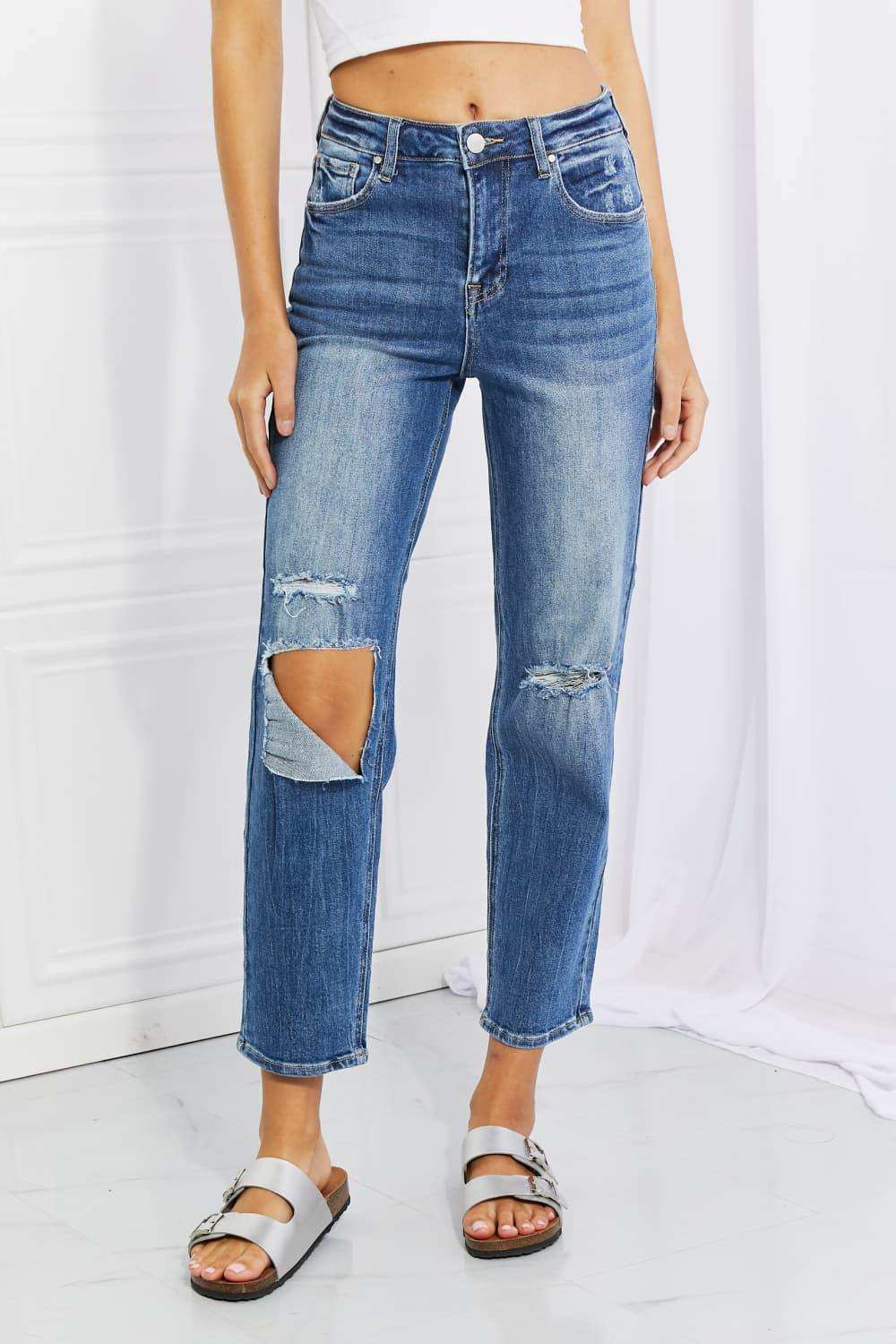 RISEN Full Size Emily High Rise Relaxed Jeans - Trendsi - Flyclothing LLC