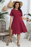 Plus Size Round Neck Openwork Dress - Trendsi - Flyclothing LLC
