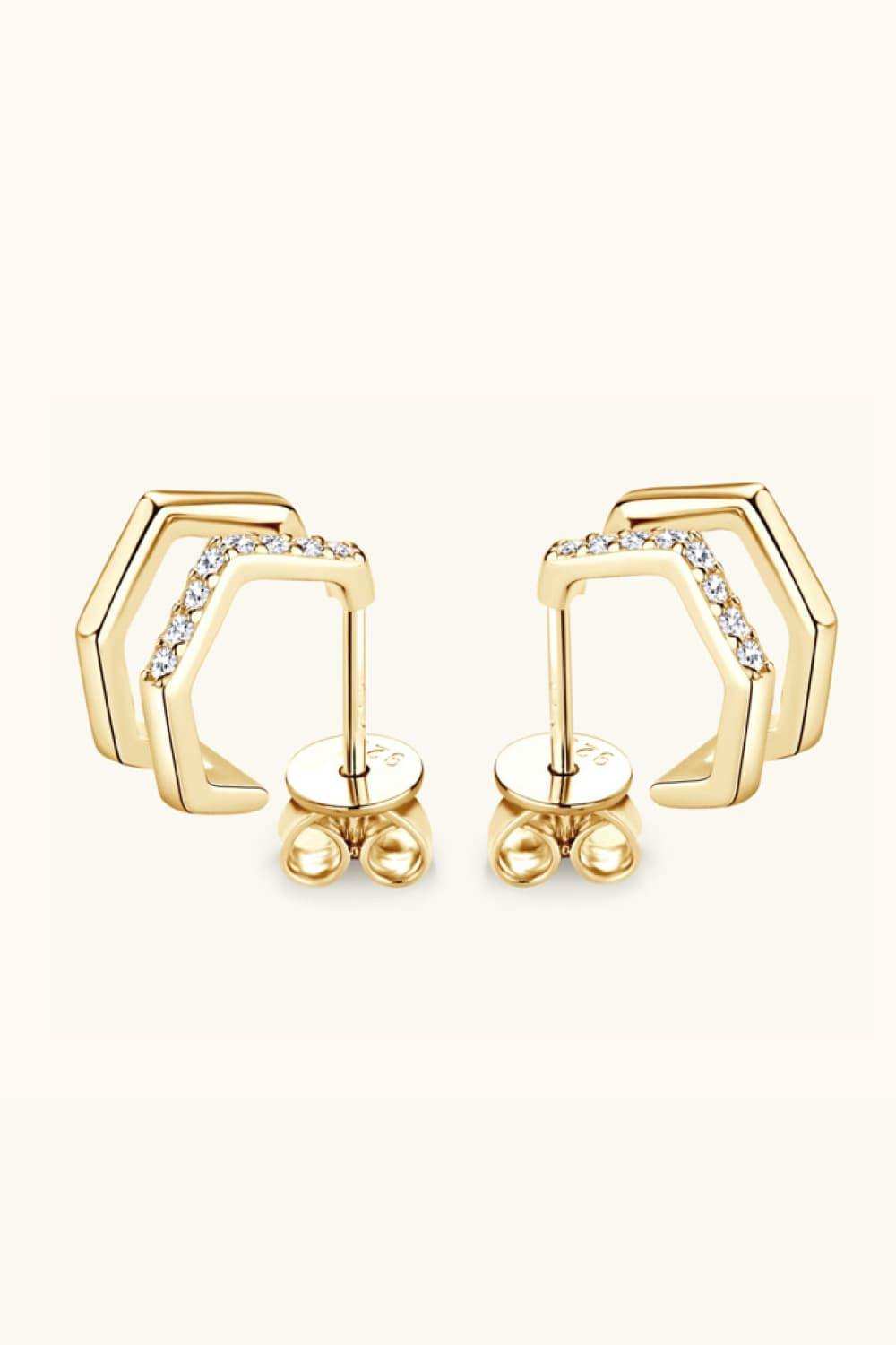 Moissanite 925 Sterling Silver Double-Layered Earrings - Trendsi - Flyclothing LLC