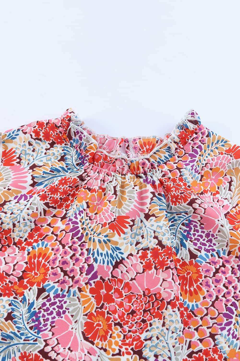 Floral Mock Neck Tank Top - Trendsi - Flyclothing LLC