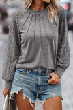 Lace Detail Lantern Sleeve T-Shirt - Trendsi - Flyclothing LLC