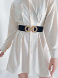 Geometric Buckle Elastic Wide Belt - Trendsi - Flyclothing LLC