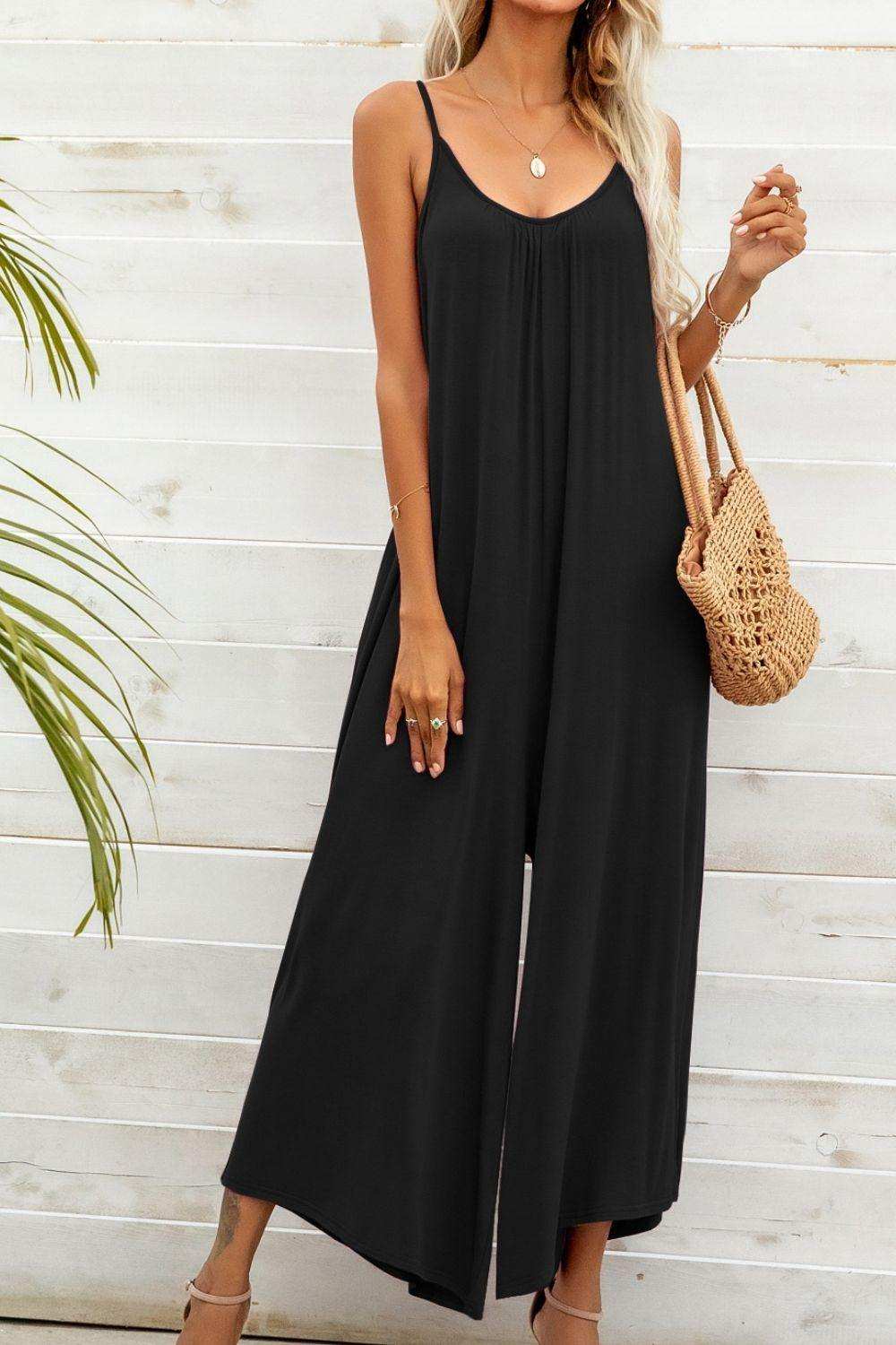 Spaghetti Strap Scoop Neck Jumpsuit - Trendsi - Flyclothing LLC
