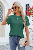 Round Neck Petal Sleeve T-Shirt - Trendsi - Flyclothing LLC