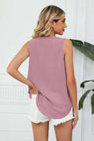 Contrast Trim Plunge Sleeveless Blouse - Trendsi - Flyclothing LLC
