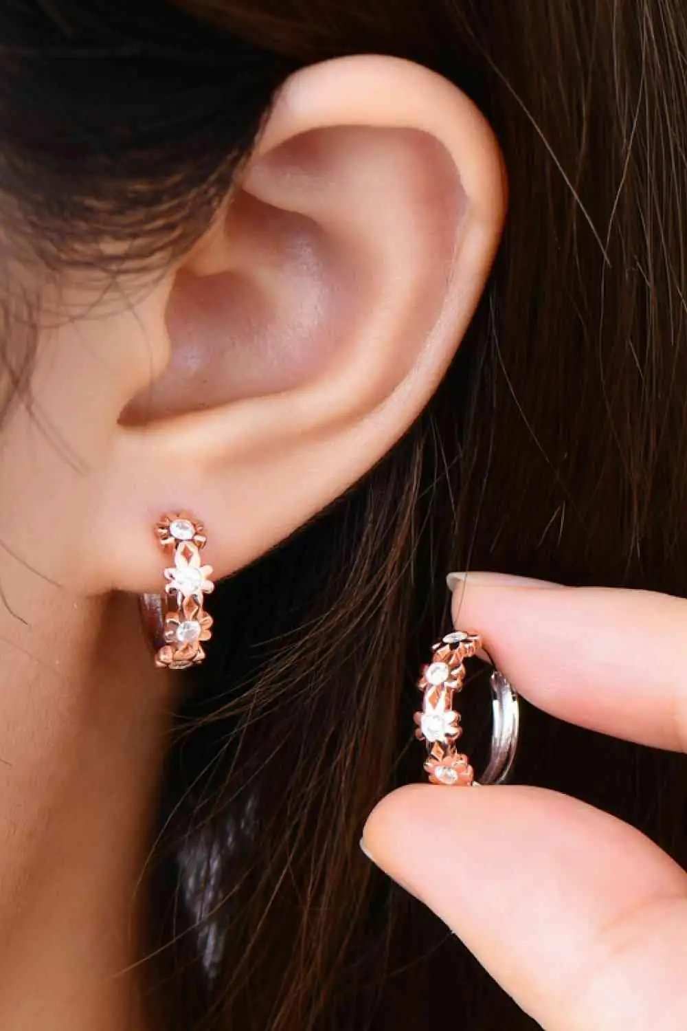 Moissanite 925 Sterling Silver Huggie Earrings - Trendsi - Flyclothing LLC