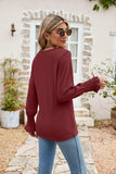 Eyelet V-Neck Smocked Flounce Sleeve Blouse - Trendsi - Flyclothing LLC