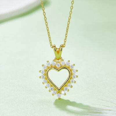 Moissanite 925 Sterling Silver Heart Pendant Necklace - Trendsi - Flyclothing LLC