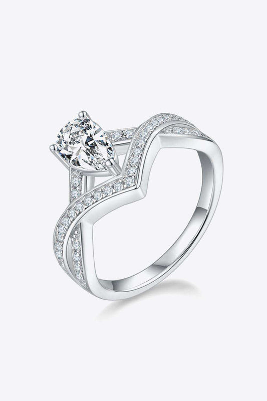 1 Carat Moissanite Teardrop 925 Sterling Silver Ring - Trendsi - Flyclothing LLC