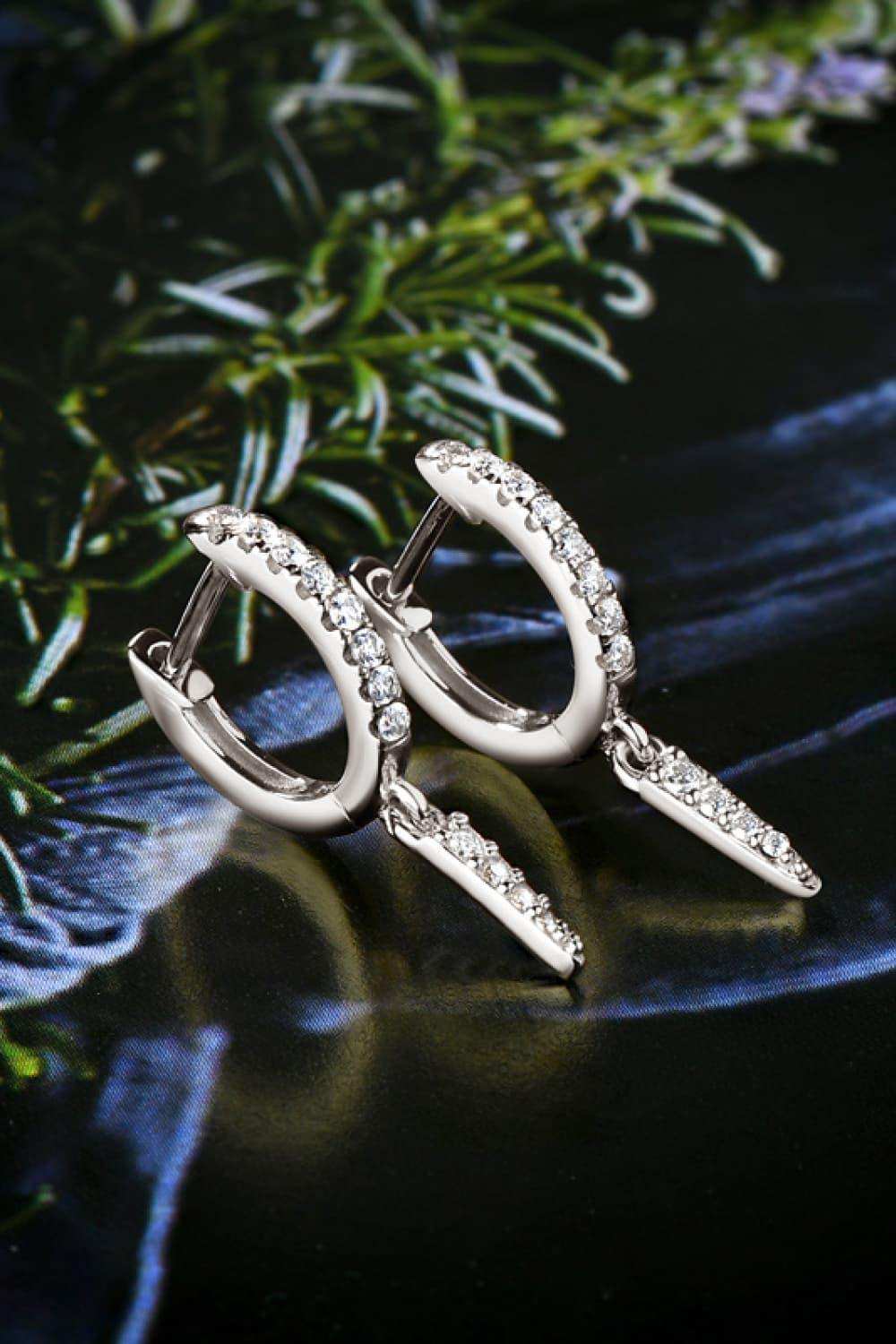 Moissanite 925 Sterling Silver Huggie Drop Earrings - Trendsi - Flyclothing LLC