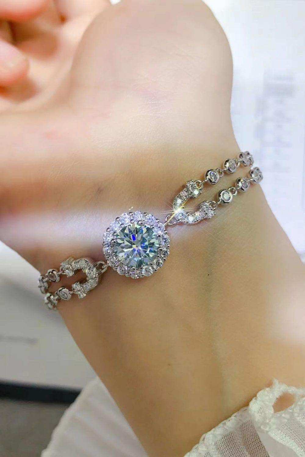 2 Carat Moissanite Double-Layered Bracelet - Trendsi - Flyclothing LLC