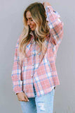 Plaid Pocketed Collared Neck Button Up Jacket - Trendsi - Flyclothing LLC