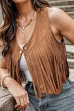 Fringe Snap Down Vest Coat - Trendsi - Flyclothing LLC