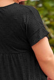Plus Size Eyelet Round Neck Short Sleeve Blouse - Trendsi - Flyclothing LLC