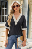 V-Neck Half Sleeve T-Shirt - Trendsi - Flyclothing LLC