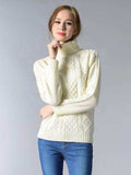 Cable-Knit Turtleneck Pullover Sweater - Trendsi - Flyclothing LLC