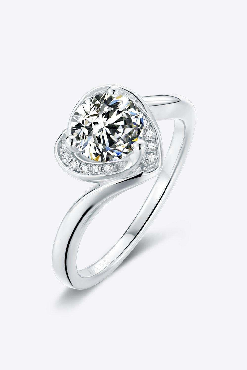1 Carat Moissanite 925 Sterling Silver Heart Ring - Trendsi - Flyclothing LLC