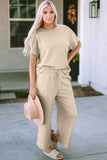 Short Sleeve Top and Pants Set - Trendsi - Flyclothing LLC