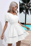 Layered Single Shoulder Flounce Sleeve Mini Dress - Trendsi - Flyclothing LLC