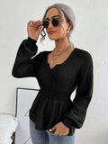 Notched Dropped Shoulder Knit Top - Trendsi - Flyclothing LLC