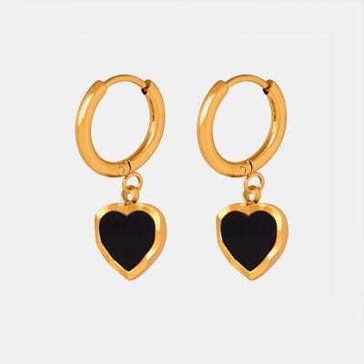 18K Gold-Plated Heart Drop Earrings - Trendsi - Flyclothing LLC