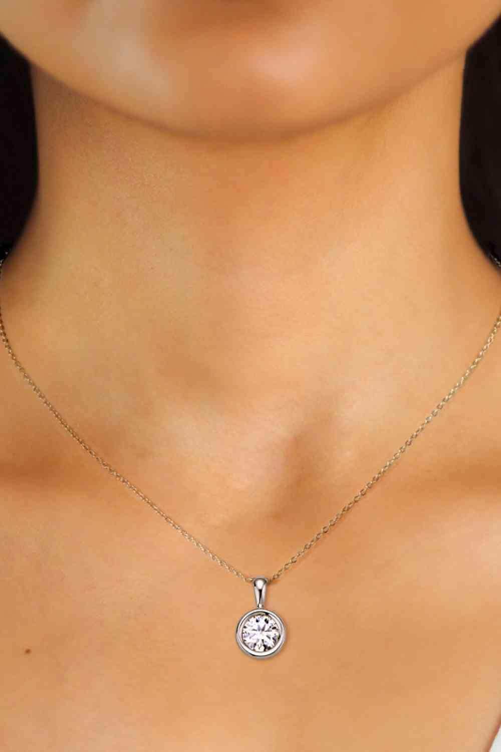 2 Carat Moissanite 925 Sterling Silver Necklace - Trendsi - Flyclothing LLC