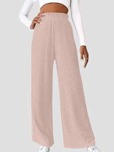 Ribbed High Waist Pants - Trendsi - Flyclothing LLC