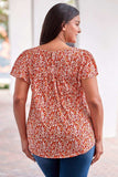 Plus Size Floral Lace Trim Round Neck Blouse - Trendsi - Flyclothing LLC