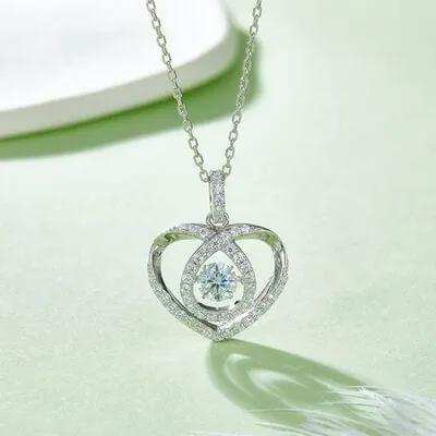 Moissanite 925 Sterling Silver Heart Shape Necklace - Trendsi - Flyclothing LLC