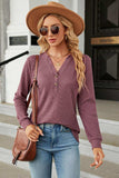 V-Neck Long Sleeve Blouse - Trendsi - Flyclothing LLC