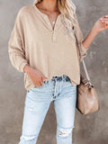 Buttoned Drop Shoulder Top - Trendsi - Flyclothing LLC