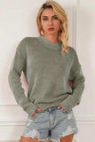 Striped Mock Neck Dropped Shoulder Sweater - Trendsi - Flyclothing LLC