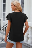 Notched Cap Sleeve T-Shirt - Trendsi - Flyclothing LLC