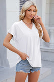 V-Neck Short Sleeve T-Shirt - Trendsi - Flyclothing LLC